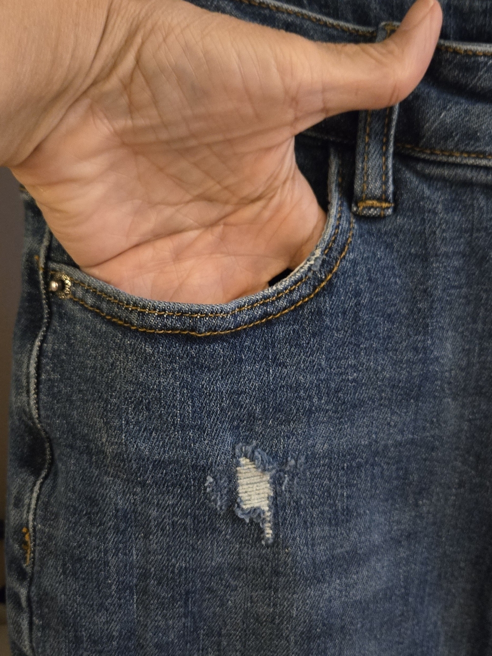 Risen Jeans Denim Distressed Pencil Skirt - Blue - Picture 2 of 9